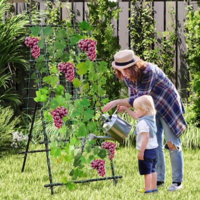 74" Garden Cucumber Trellis for Plant Climbing with PE-Coated Frame, Trellis Net