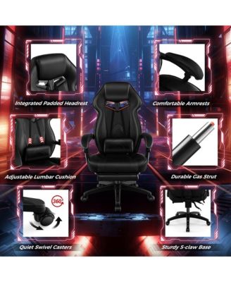 Adjustable E-Sports Racing Style Chair with Padded Headrest, Lumbar Support