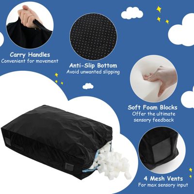 47" x 35.5" Crash Pad Sensory Mat with Foam Blocks and Washable Velvet Cover