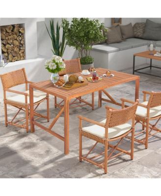 Patio Rectangular Acacia Wood Dining Table 4-6 Person Outdoor