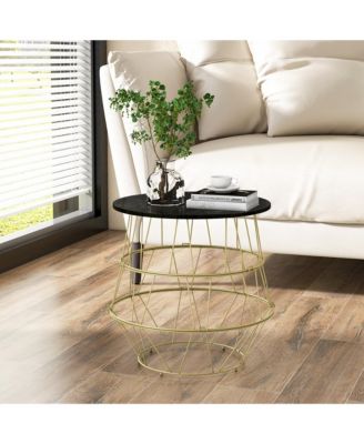 Round Side End Coffee Sofa Table Nightstand with Storage Space Removable Top