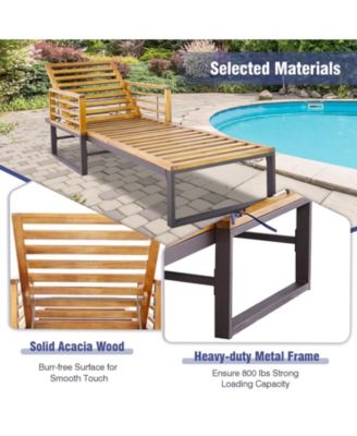 Patio Cushioned Chaise Lounge Chair Adjustable Reclining Lounger 800 lbs