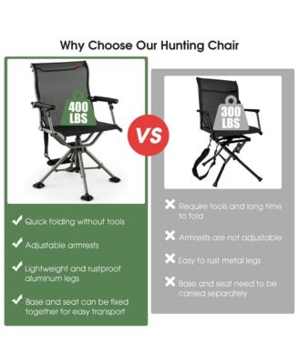 360 Degree Silent Swivel Hunting Chair w/ All-terrain Feet Pads Support 400 LBS