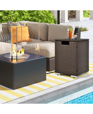 16'' Rattan Propane Tank Cover Hideaway Side Table 20 lbs