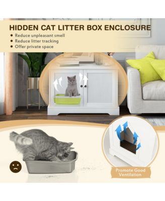 Cat Litter Box Enclosure Furniture Hidden Cat Washroom with Rubber Wood Legs