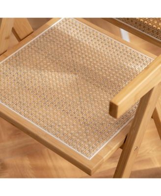 Set of 2 Rattan Accent Chairs Mid Century Dining Armchair Bamboo Frame Kitchen