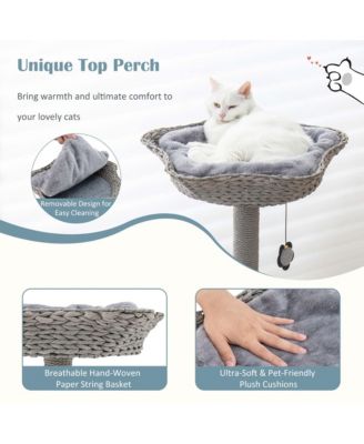 42'' Cat Tree Tower 3-Layer Activity Center with Scratching Post Condo & 2 Perches