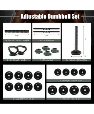 4 in 1 Adjustable Weight Dumbbell Set 92lbs Free Weight Set withConnector Home Gym