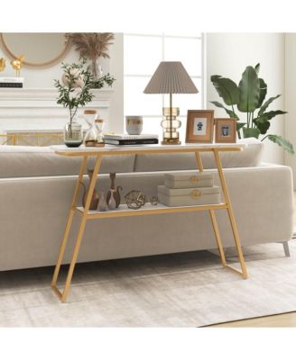 44'' Long Narrow Couch Table 2-Tier Console Table Entryway Table