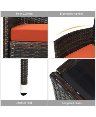 4 Piece Rattan Patio Furniture Set with Cushions