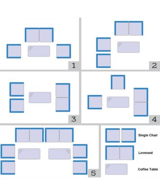 4PCS Rattan Patio Furniture Set Cushioned Sofa Chair Coffee Table