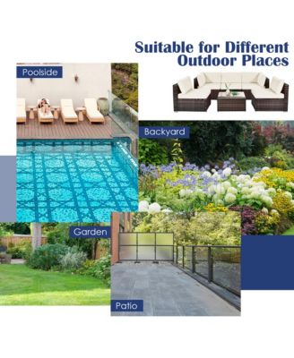 6PCS Rattan Outdoor Sectional Sofa Set Patio Furniture Set w/ White Cushions