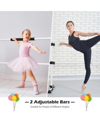 Portable Ballet Barre 4ft Freestanding Adjustable Double Dance Bar