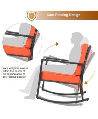 Patio Rattan Rocker Chair Outdoor Glider Wicker Rocking Chair Cushion Lawn Deck