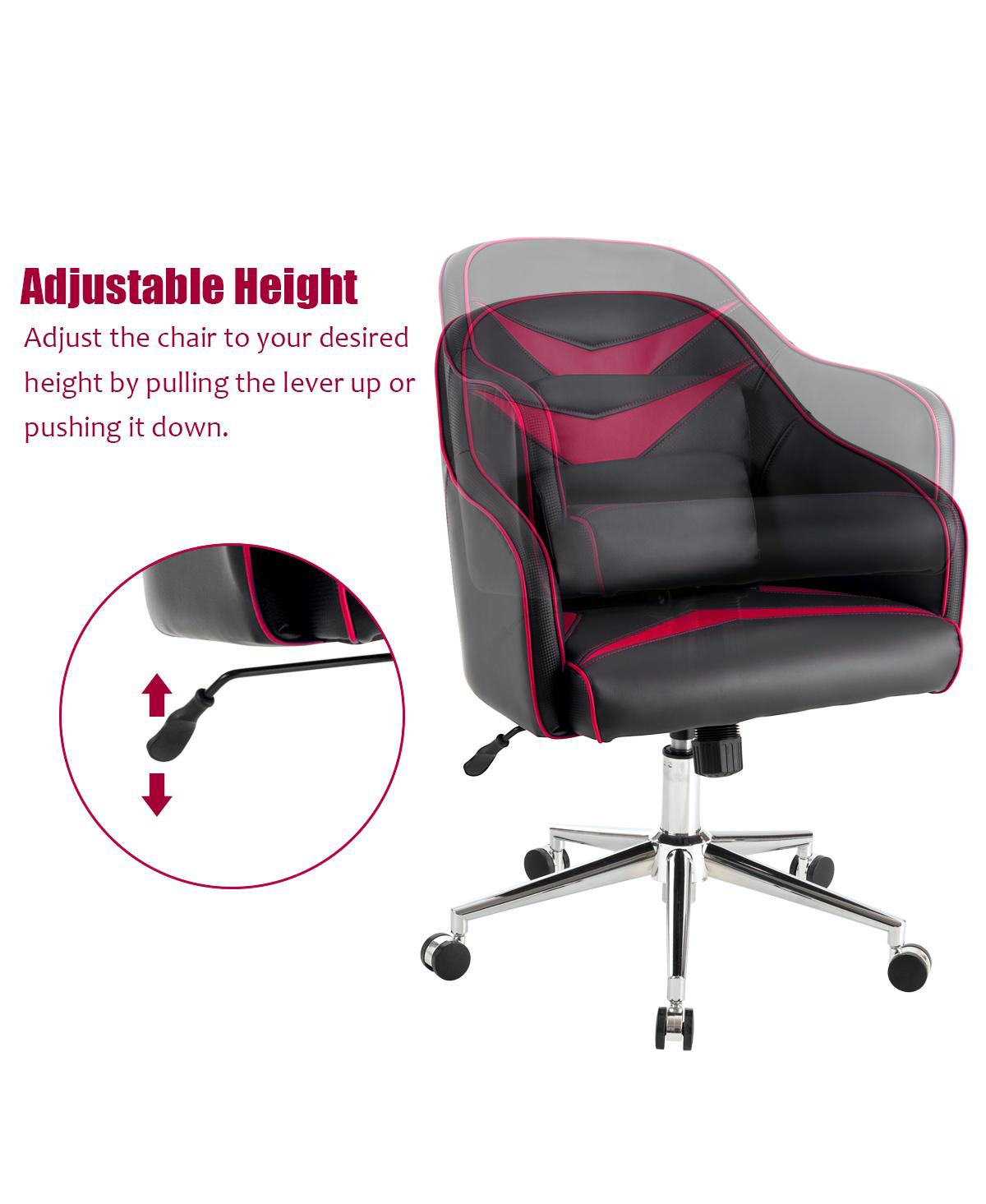 Costway Office Chair Task Desk Adjustable Height w/ Massage Lumbar Support