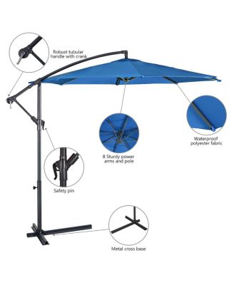 10' Hanging Umbrella Patio Sun Shade Offset Outdoor Market W/ Cross Base
