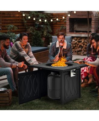 32'' Propane Fire Pit Table Square Tabletop w/Lava Rocks