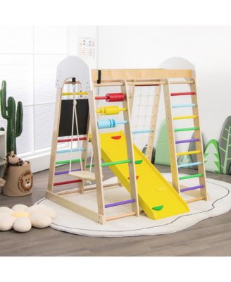 Indoor Playground Climbing Gym Kids Wooden 8 in 1 Climber Playset for Children