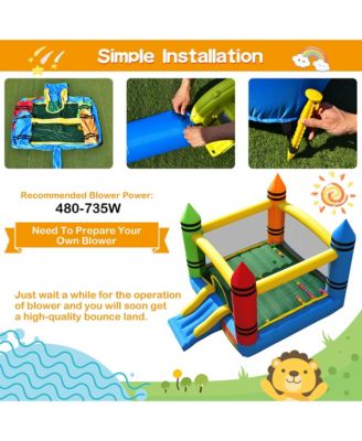 Inflatable Bounce House Kids Jumping Castle w/ Slide Ocean Balls & 480W Blower