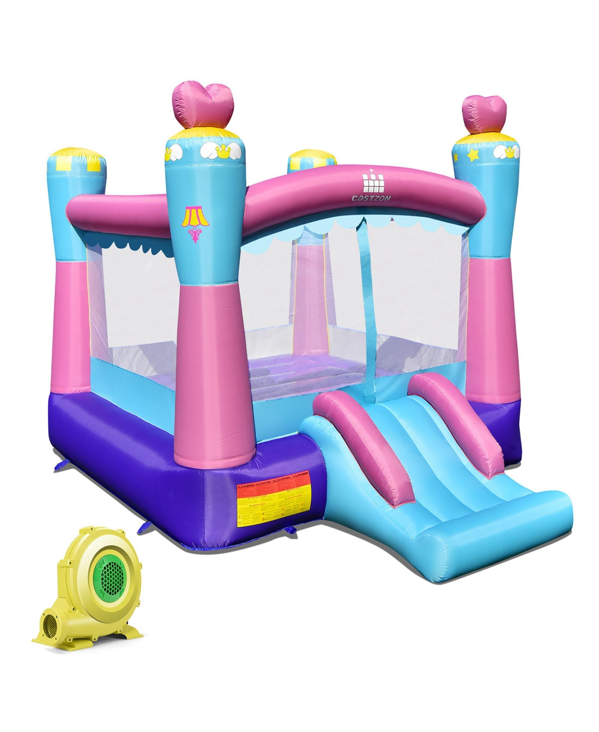 Costway Inflatable Bounce House 3-in-1 Princess Theme Inflatable Castle w/ 735W Blower