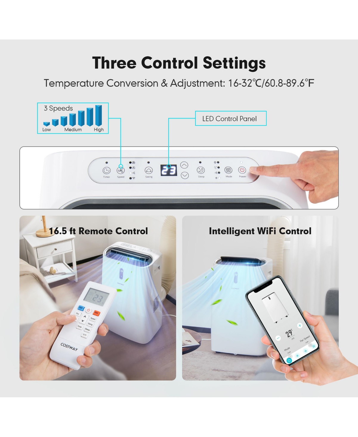 Costway 12000 Btu Portable Air Conditioner 4-in-1 Air Cooler