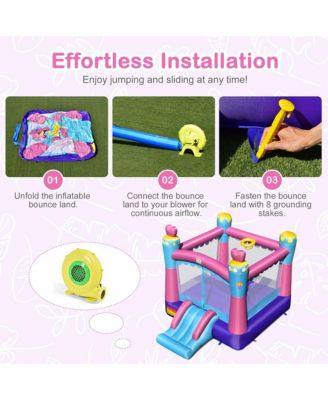 Inflatable Bounce House 3-in-1 Princess Theme Inflatable Castle w/ 480W Blower