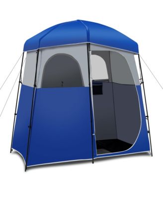Double-Room Camping Shower Toilet Tent with Floor Oversize Portable Storage Bag