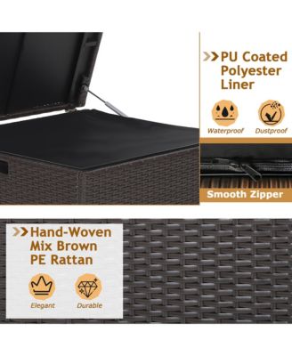 72 Gallon Patio Rattan Wicker Storage Deck Box Container with Liner Garden