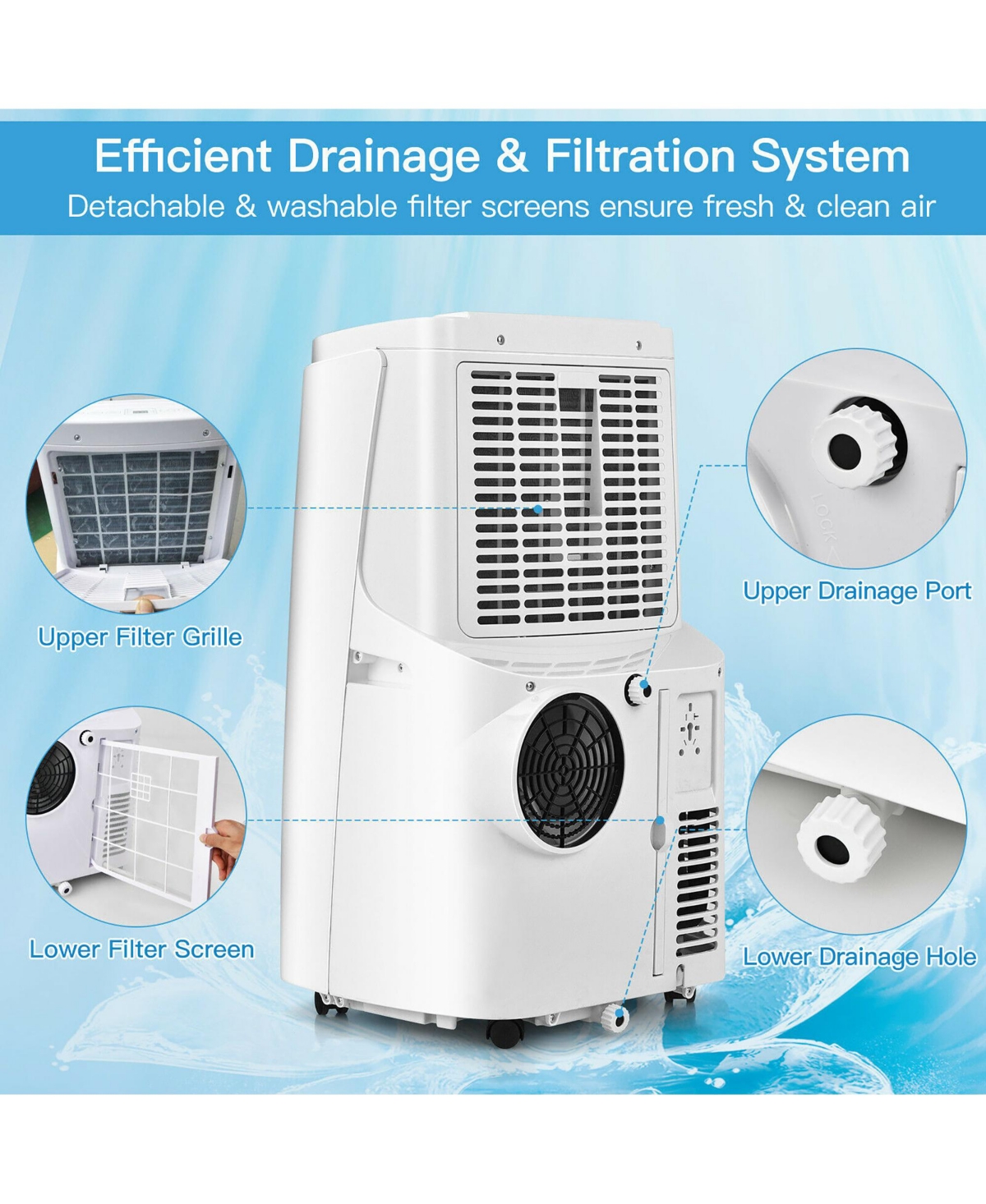 Costway 9000BTU Portable Air Conditioner 3-in-1 Air Cooler Fan Dehumidifier w/ Remote