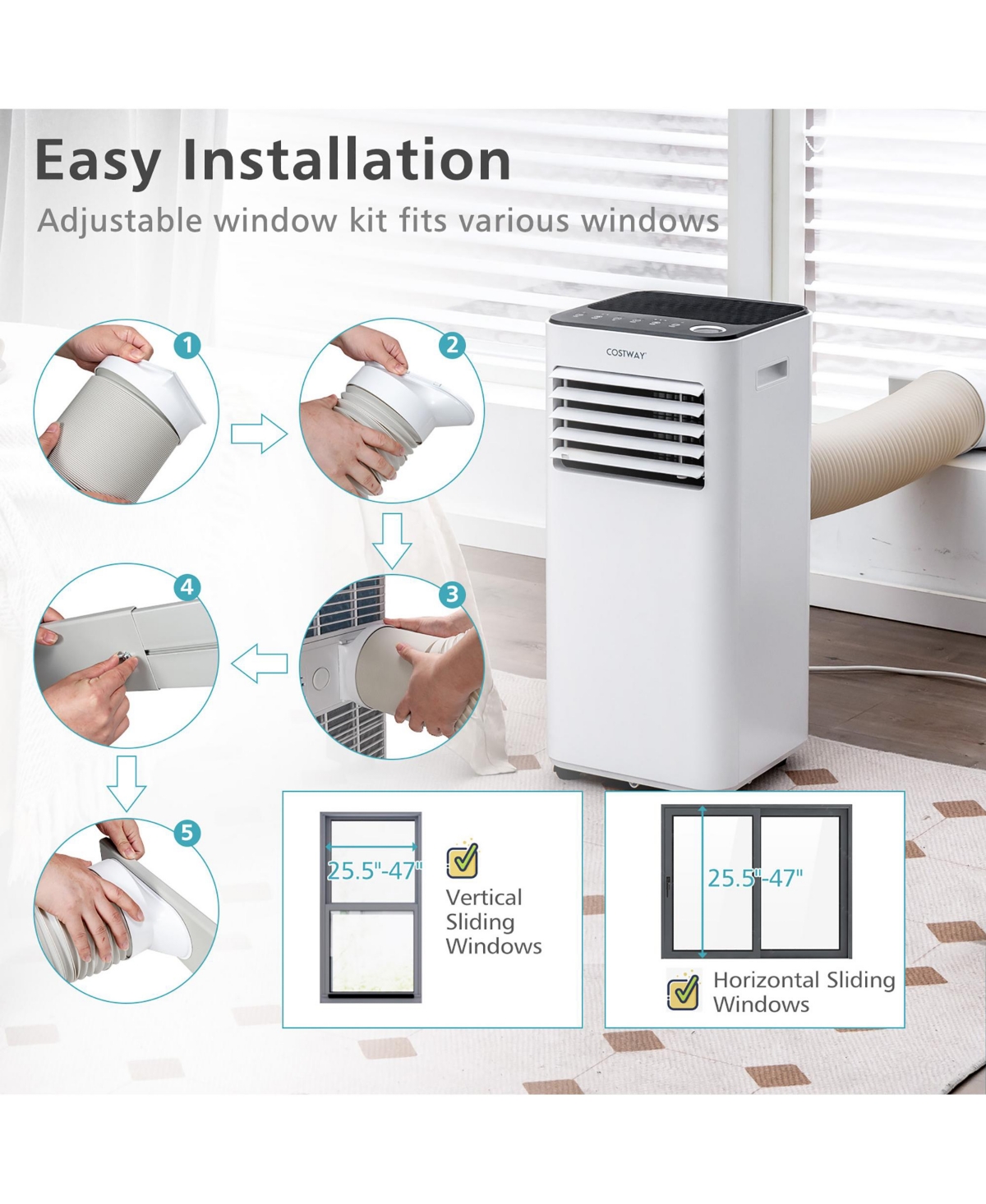 Costway 8000 Btu Portable Air Conditioner 3-in-1 Air Cooler with Fan Dehum Sleep Mode