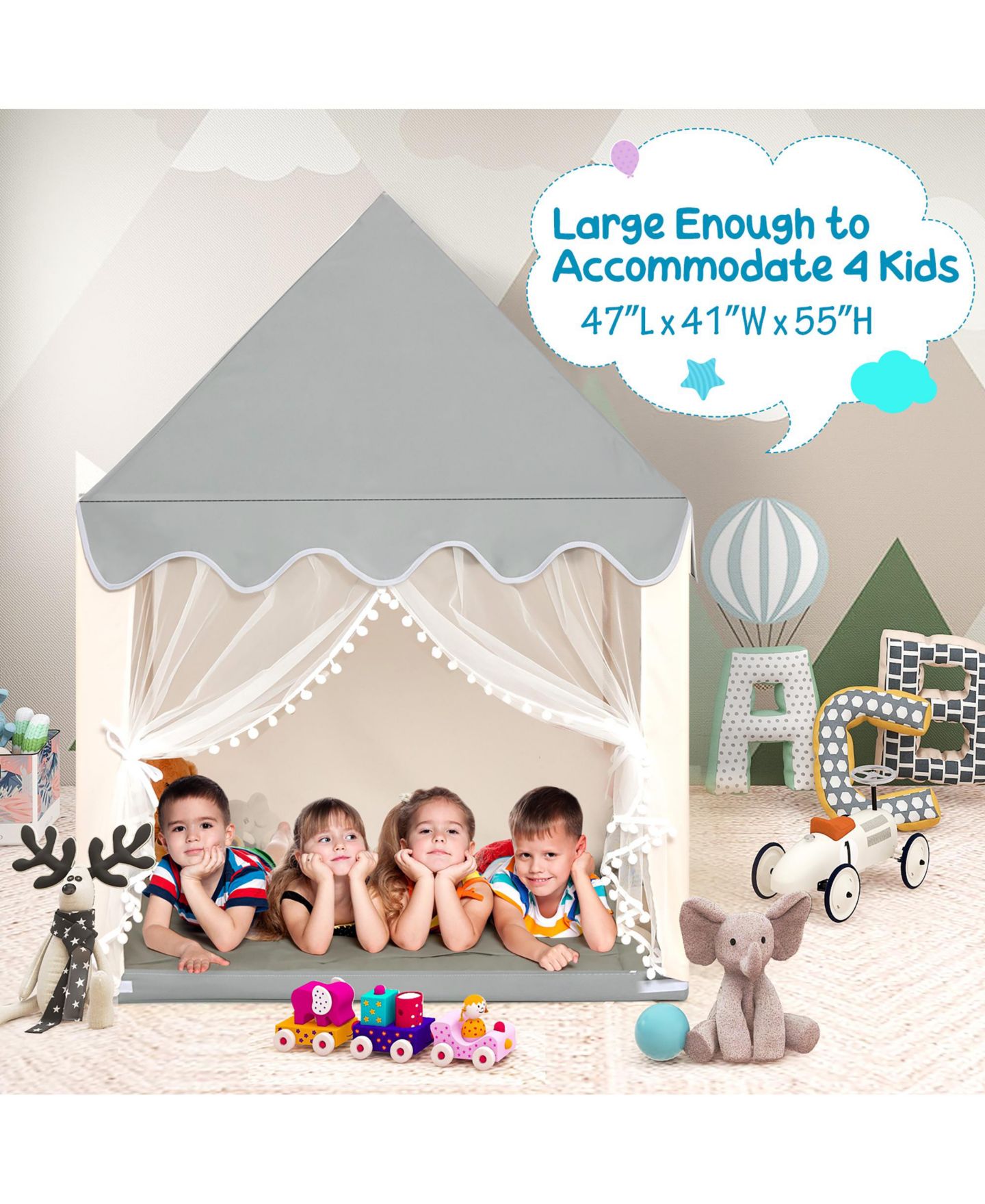 Детские игрушки Costway Large Solid Wood Playhouse, 2-Piece Set, Ages 3+, цвет: Open Miscellaneous — фото 4