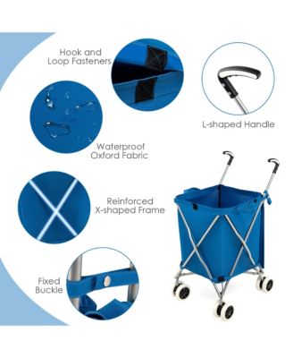 Folding Shopping Cart Utility w/ Water-Resistant Removable Canvas Bag