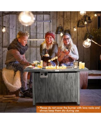 43-inch Propane Gas Fire Pit Table Wood-like Metal Fire Table