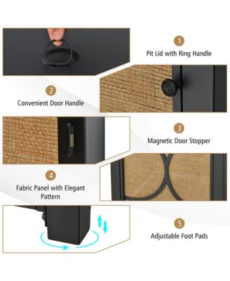 28 Inch Square Propane Gas Fire Pit Table with Fire Glasses &Rain