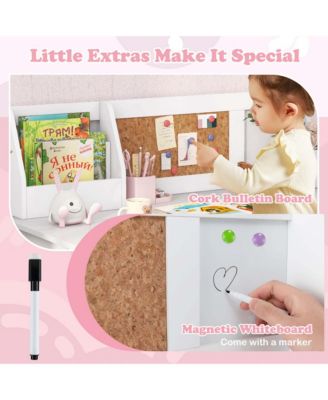 Kids Desk and Chair Set Study Writing Workstation with Bookshelf &amp; Bulletin Board