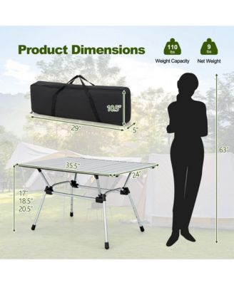 Heavy-Duty Aluminum Camping Table, Folding Outdoor Picnic Table with Carrying Bag