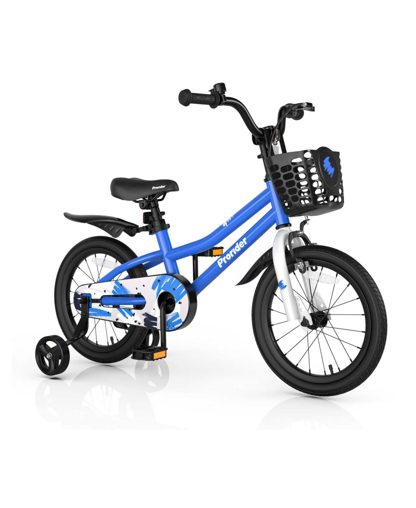 Детская игрушка Costway Racing Pattern Series 16" Height-Adjustable Kids' Bike with Removable Training Wheels, Ages 4-7, цвет: Синий — фото 8