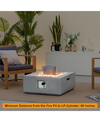 28'' Patio Fountain Fire Pit Table 50,000 BTU Square Propane Fire Pit
