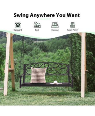 Outdoor 2-Person Metal Porch Swing Hanging Patio Bench 485 Lbs Capacity