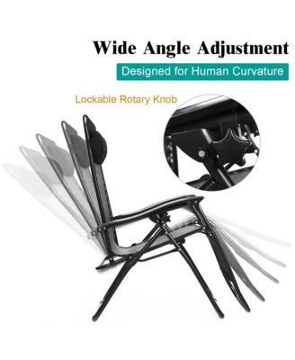 Patio Rattan Zero Gravity Lounge Chair Folding Recliner