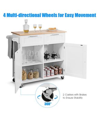 Rolling Kitchen Cart Island Heavy Duty Storage Trolley Cabinet