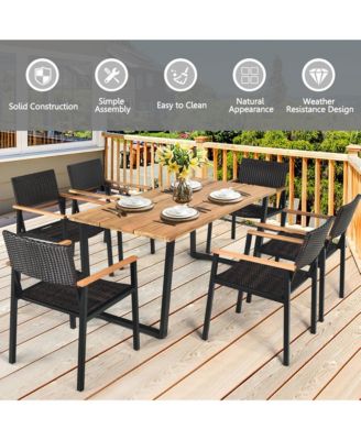 Patented 7PCS Patio Garden Dining Set Outdoor Dining Furniture Set w/ Umbrella Hole