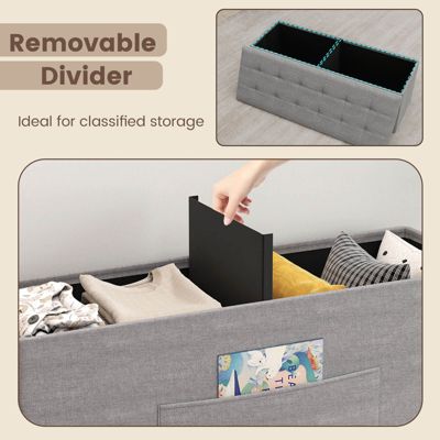 Fabric Folding Ottoman Storage Chest With Divider Bed End Bench