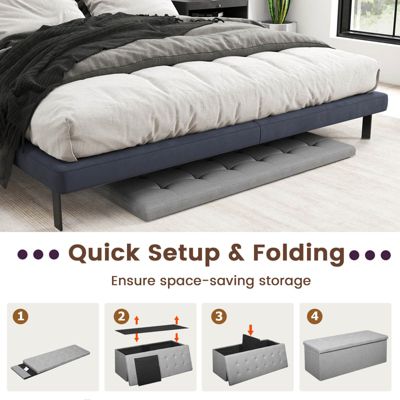 Fabric Folding Ottoman Storage Chest With Divider Bed End Bench