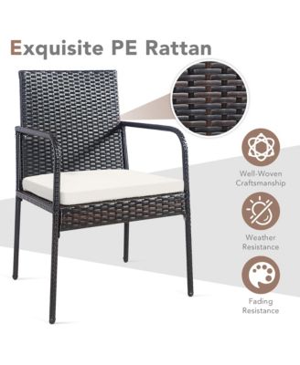 4 PCS Outdoor Patio Rattan Dining Chairs Cushioned Sofa