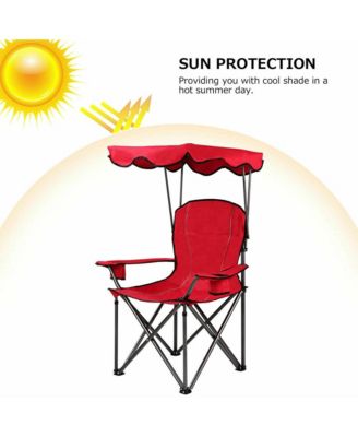 Folding Canopy Camping Chair Portable Beach Chair w/ Carrying Bag Blue