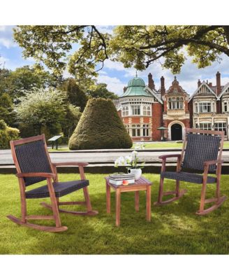 3PCS Patio Rocking Chair & Table Set Outdoor Conversation Bistro Set