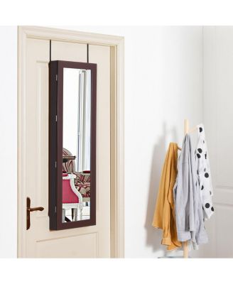 Wall Door Mounted Mirror Jewelry Cabinet Organizer