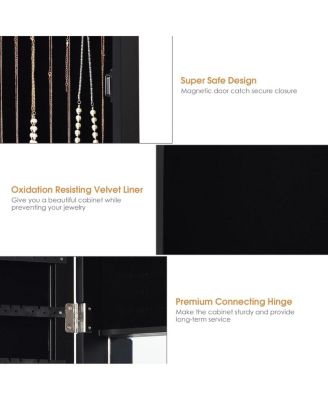 Wall Door Mounted Mirrored Jewelry Cabinet Storage Organizer