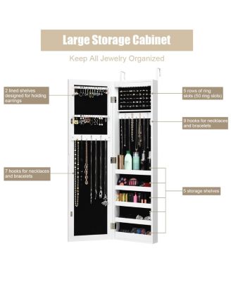 Wall Door Mounted Mirrored Jewelry Cabinet